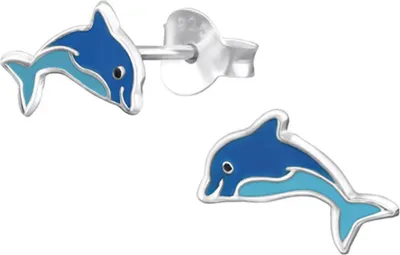 Produktbild von Kinder-Ohrringe: 925 Silber Ohrstecker für Mädchen und Jungen Delfin | 7 mm x 10 mm