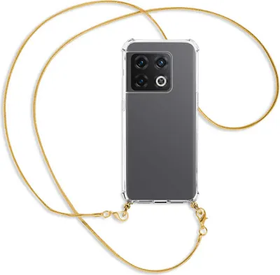 Produktbild von Handykette Backcover-Schutzhülle mit Band (Metall goldfarben) für OnePlus 10 Pro 5G - goldfarbene Kette Snake