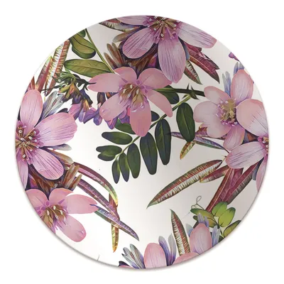 Produktbild von Rundmatte - Stuhlunterlage Bürostuhlunterlage - Rund Ø 100 cm - Bodenmatte - Fußmatte - Pinke Blumen