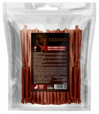 Obrázek produktu pro CEZZOO SNACK Měkké králičí tyčinky 500g