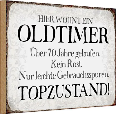 Produktbild von Holzschild Spruch 30x20cm hier wohnt Oldtimer über 70