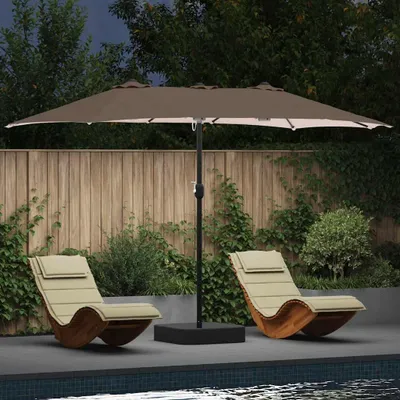 Obrázek produktu pro Designový nový zahradní slunečník Taupe 385 x 209 x 244 cm Látka - Slunečníky Nábytek2025 CHY9223954 1ks