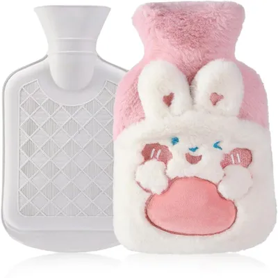 Image de Bouteille d'eau chaude en forme de lapin, en peluche, antidéflagrante, d'une capacité de 1,8 litre, pour enfants
