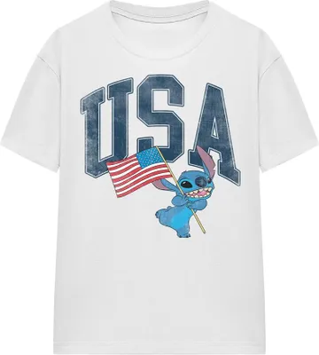 Produktbild von Lilo & Stitch - "USA" T-Shirt für Damen TV20029 (M) (Weiß)