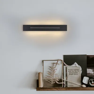 Image de ZMH Applique murale LED 30 cm Moderne blanc chaud Éclairage mural noir 8 W LED fixes intégrées