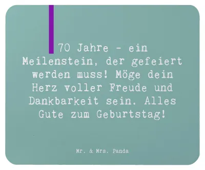 Produktbild von Mr. & Mrs. Panda Mauspad Spruch 70. Geburtstag Meilenstein - Meeresbrise - Geschenk, Mousepad, computer, pc, Geburtstagsgeschenk, Mouse Pad, Dankbarkeit, Alles Gute