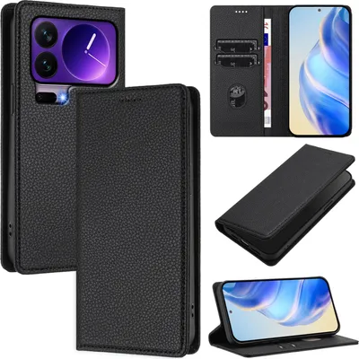 Immagine prodotto di Litchi pelle custodia del telefono cellulare per Xiaomi 17 Pro Portafoglio slot per schede stand funzione caso nero