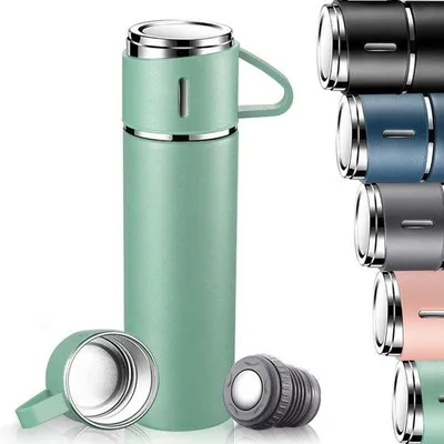Image de Bouteille isotherme 500 ml, garde au chaud/au frais pendant 10 heures, verte, en acier inoxydable