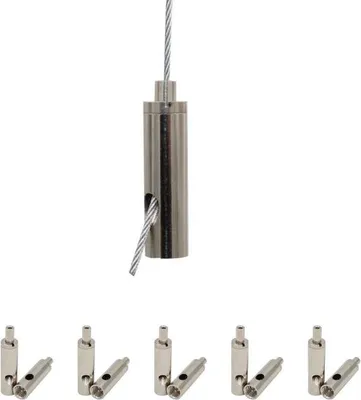 Produktbild von 10x Drahtseilhalter / Gripper 20, M8 Innengewinde, für Drahtseil Ø 1,5 - 2,0 mm | vernickelt
