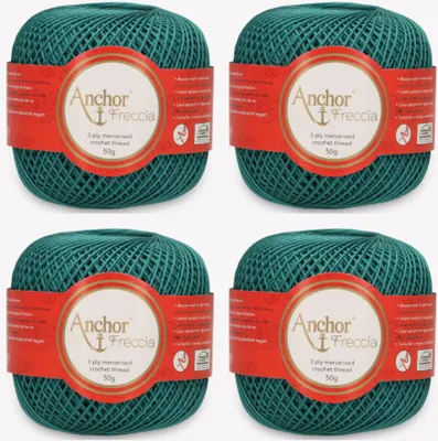Image de 4 pelotes d'Anchor Freccia 6 – Fil de coton fin pour les projets au crochet (couleur 00666)