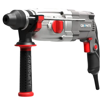 Obrázok produktu pre Vrtacie kladivo GRAPHITE SDS-Plus - 3,4 joulov - 900 W - otáčky 0-950 ot/min - 3 m kábel a 30 mm vŕtacia kapacita - s kufríkom, vrtákom, adaptérom
