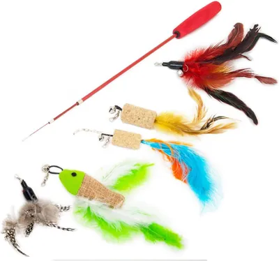 Immagine prodotto di Akinu Canna da pesca con set di piume I. giocattolo per gatti