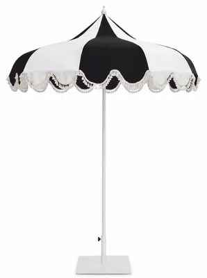 Zdjęcie produktu dla Casa Padrino – parasol ogrodowy, biało-czarny, Ø 200 x wys. 250 cm – meble hotelowe i ogrodowe VPP