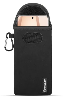 Productafbeelding van MobyDefend Hoesje - Geschikt voor OnePlus 13R - Neopreen Pouch Met Karabijnhaak - Insteek - Riemlus - Zwart