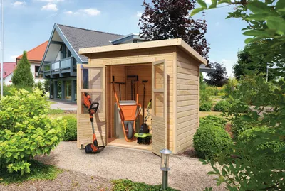 Produktbild von Karibu Gartenhaus "Kano 3" SET naturbelassen mit Dachbahn