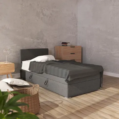 Produktbild von FEDVE Boxspringbett Einzelbett VERDIG MINI mit Bettkästen Jugendbett mit Matratze und Topper 100x200 Links
