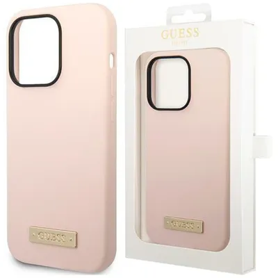 Produktbild von Guess Silikon Logo Plate MagSafe - iPhone 14 Pro Max Hülle (Pink)