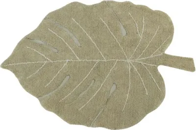 Produktbild von Baumwollteppich Monstera olivgrün - 120 x 180 cm