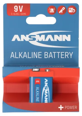 Imagen del producto de Batería alcalina Ansmann de 9V, tipo E, 6LR61, en blíster de cartón