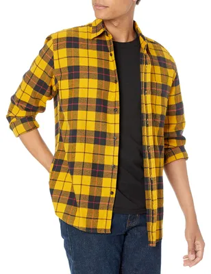 Produktbild von A. Essentials Herren Langarmhemd aus Flanell (in Übergröße erhältlich), Gelb