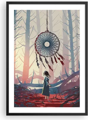 Produktbild von Gerahmtes Poster - Schwarzer Rahmen - Märchen Fänger Träume - 50x70 cm - Wand Bild - Wanddeko - Wandbilder - Kunstposter - Wandposter - Bilderrahmen - Bilder - Kunstdruck - P2BPA50x70-4789