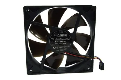Produktbild von Noiseblocker BlackSilentPro, Ventilator, Computertasche, 12 cm, Schwarz, 12V, 100 cfm