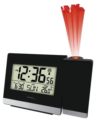 Zdjęcie produktu dla Budzik z projekcją - Radiowy - Czarny - 147 x 42 x 92 mm