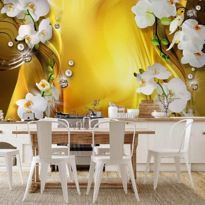 Produktbild von Vlies Fototapete - Orchid in Gold 250x175 cm Blumen b-A-0223-a-b