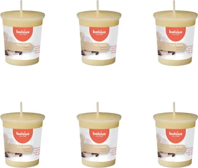 Produktbild von Bolsius – True Scents – Votivkerze rund – 53/45 – Vanille - Vorteilspack - 6 Stücke
