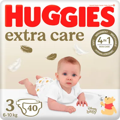 Produktbild von Huggies Extra Care Windeln Größe 3 (4-9 kg)  80 Stück 2 Packungen mit 40 Windel