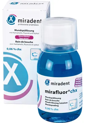 Produktbild von Miradent Mundspüllösung mirafluor chx 0,06% 100 ml