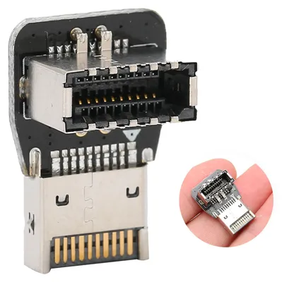 Image de Adaptateur coudé à 90 degrés pour connecteur interne de panneau avant de carte mère d'ordinateur USB 3.1 10G Type-E (PH74-B (10354))