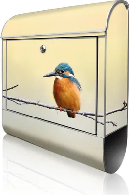 Produktbild von banjado Design Briefkasten Stahl silber mit Zeitungsfach pulverbeschichtet "Pause" 38x46x12,5cm & 2 Schlüssel - Postkasten A4 Einwurf inkl. Montagematerial [BK 10457]