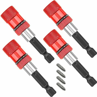 Produktbild von Leistungsstarker magnetischer Bithalter, 4-teiliger Bithalter für Schlagschrauber mit 4 PH2-Bits, magnetischer Bithalter mit Sechskantschaft für Bohrmaschinen, Schraubendreher und Akkuschrauber