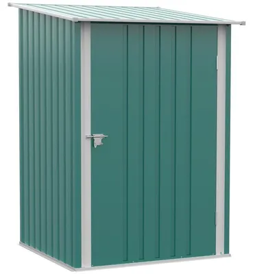 Produktbild von Metall Gerätehaus 100x103x160 cm mit Pultdach - Geräteschuppen aus pulverbeschichtetem Stahl, Gartenhütte wetterfest & abschließbar für Gartengeräte, Grün