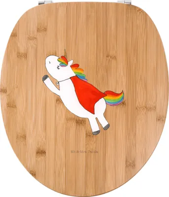 Produktbild von Mr. & Mrs. Panda WC Deckel Einhorn Super - Transparent - Geschenk, Held, motiv sitz, WC-Sitz, Unicorn, Toilettendeckel, klo, Freundin, Superheld, Einhörner