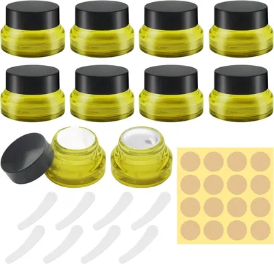 Imagen del producto de Envases de vidrio con crema, de 15 ml, paquete de 8 unidades, con tapa y protección UV, para cosméticos