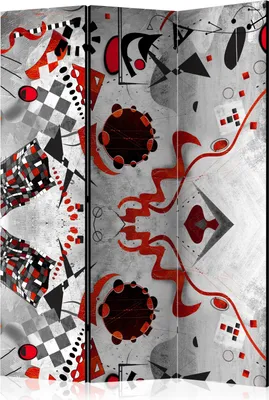 Obrázek produktu pro Jednostranný paraván Abstractions 135x172 cm 3-dílný šedý