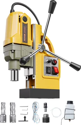 Produktbild von VEVOR magnetická jádrová vrtačka, 1200 W, φ50 mm, 12500 N, přenosná elektrická magnetická vrtačka, 850 ot/min, vrtačka na kovové povrchy, průmysl, kutilství, žlutá barva