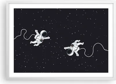 Produktbild von Gerahmtes Poster - Weißer Rahmen - Cartoon Astronauten Kosmos - 70x50 cm - Wand Bild - Wanddeko - Wandbilder - Kunstposter - Wandposter - Bilderrahmen - Bilder - Kunstdruck - P2WAA70x50-4867