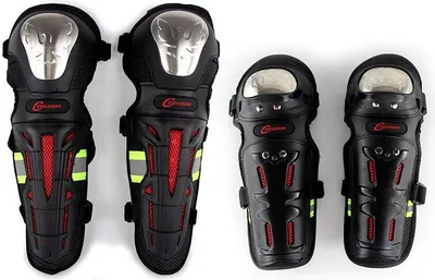 Productafbeelding van Motocross-knie-, scheen- en elleboogbeschermers, racekwaliteit, veiligheid, bescherming, vangmateriaal, zwart + rood