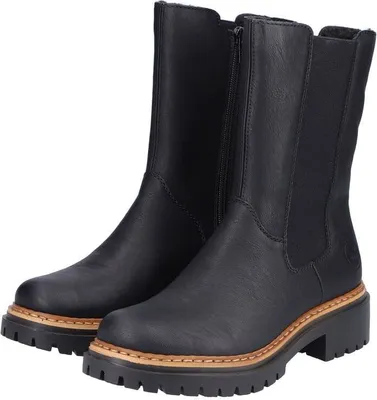 Produktbild von Rieker Antistress Damen Stiefelette Chelsea Boot Warmfutter Reißverschluss schwarz 72683-00-38-Schwarz-F in Schwarz, Größe