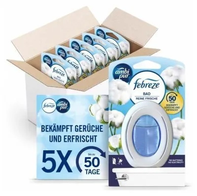 Produktbild von Febreze Bad Lufterfrischer, Kontinuierliche Geruchsbekämpfung Und -verhinderung, Reine Frische 5 Stück