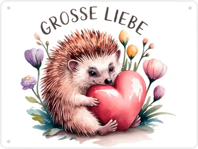 Produktbild von Igel mit Herz - Große Liebe Metallschild XL in 21x28 cm