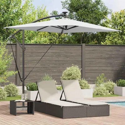 Image de Maison Exclusive - Parasol, dimensions 294 x 200 x 270 cm, polyester et aluminium, couleur sable