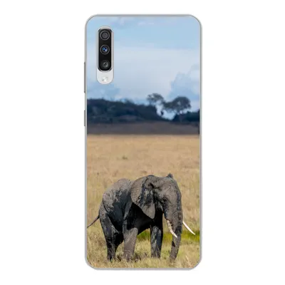Produktbild von MuchoWow® Handyhülle Schutzhülle Hülle für Samsung Galaxy A70 Elefant - Gras - Tiere - Natur Silikon Softcase Handy Hülle - Schutzhaube