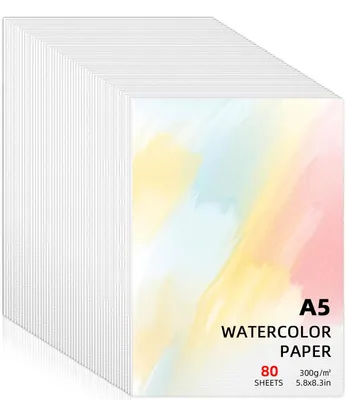 Aquarellpapier A5, 80 Blatt, 300 g/m², säurefrei, für Aquarell & Acryl