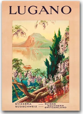 Produktbild von Poster - Canvas - Leinwand - 59,4 cm x 84,1 cm - Fotoposter - Leinwandkunst - Lugano Schweiz