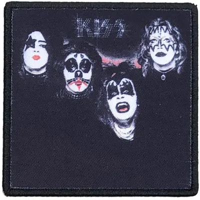 Image de Kiss - Taille standard - Ecusson à repasser - Coton RO6527 (Taille unique) (Noir/Blanc)