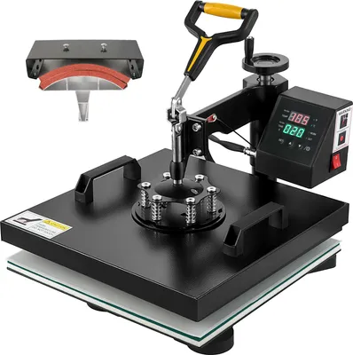 Obrázek produktu pro SucceBuy 15x15 palců / 38x38 cm Heat Press Machine, 2IN1 Clamshell sublimační transferová tiskárna, teflonový povlak, digitální přesná regulace tepla, Powerpress pro trička čepice čepice, černá barva